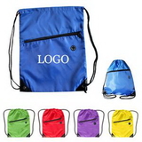 Custom 210D Polyester Sports Drawstring Pack With Front Zipper, 13 /12