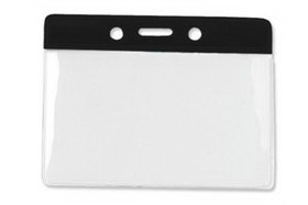 Custom Horizontal Top Load Color Bar Badge Holder - Black, 3.75" W x 2.63" H