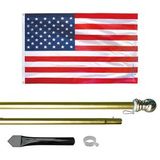 Custom 10' Gold Inground Economy Aluminum Display Pole w/ 3' x 5' Printed US Flag