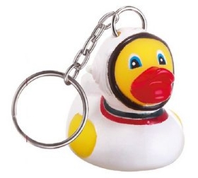 Custom Rubber Astronaut Duck Key Chain, 1 3/4" L X 1 1/2" W X 1" H