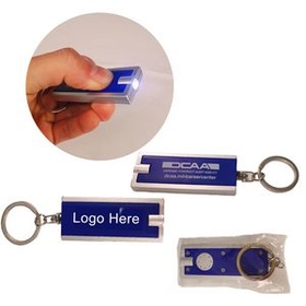 Custom Rectangle Plastic LED Key Chains, 2 3/8" L x 1 3/8" W x 3/8" H