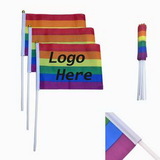 Custom Small Rainbow Flag On Stick, 8" L x 5 1/2" W x 12" H