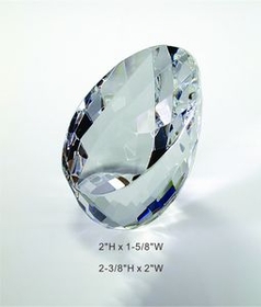 Custom Faceted Egg Crystal Award Trophy., 2" L x 1.625" Diameter