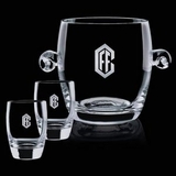 Custom Crystal Belfast Ice Bucket with 2 On the Rocks Glasses