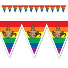 Custom Printed Rainbow Pennant Banner, 11 1/4" H x 7' L