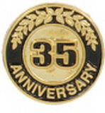 Custom 35 Years Anniversary Round Stock Die Struck Pin