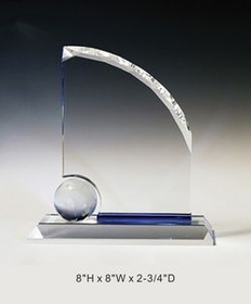 Custom Globe Award Crystal Award Trophy., 8" L x 8" W x 2.75" H