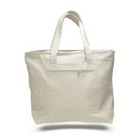 Blank Canvas Zipper Tote with Color Trims, 18" W x 14" H x 4.5" D