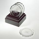 Custom Optical Crystal Coaster W/Wooden Holder, 2