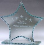 Custom Medium Jade Glass Star Award w/ Pearl Edge