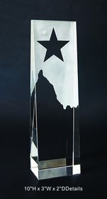 Custom Star Tower Optical Crystal Award Trophy., 10" L x 3" W x 2" H
