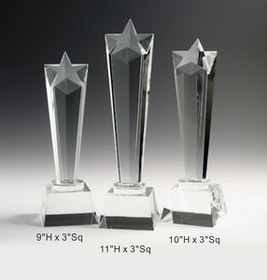 Custom Soaring Star Crystal Award Trophy., 11" L x 3" Diameter