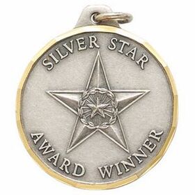Custom E Medal Series Silver Star Award Winner Medallion