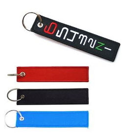 Custom Embroidery Fabric Keychain, 5 1/8" L x 1 1/8" W