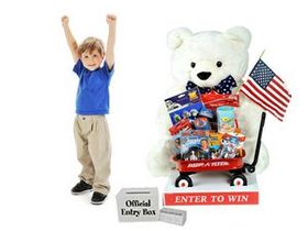 Blank Patriotic Bernie The Bear Toy Promotional Display With Toy Filled Wagon
