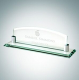 Custom Jade Glass Nameplate w/Aluminum Holder (Small), 3 3/8