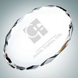Custom Clear Gem Cut Oval Optical Crystal Paper Weight, 3/4