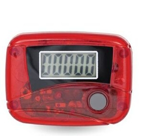 Custom Translucent Pedometer/Step Counter - Red, 2" W X 1.5" H X 0.75" D