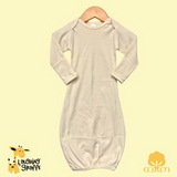 Custom The Laughing Giraffe® Long Sleeve Cotton Infant Sleeper Gown w/ Fold-Over Mittens - Natural