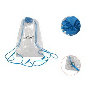 Custom Small PVC Clear Drawstring Backpack, 12" L x 8" W