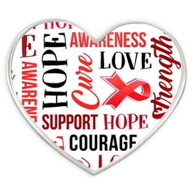 Blank Red Heart Awareness Words Pin, 1" W x 7/8" H