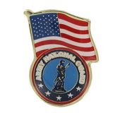 Blank Military Award Lapel Pins (American Flag & National Guard), 1 1/8