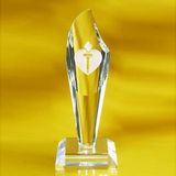 Custom Awards-optical crystal award/trophy 8-3/4 inch high, 3 1/2