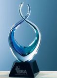 Custom Zola Twist Crystal Award - Blue/Turquoise, 11 1/4