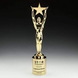 Custom Star Achievement 24K Gold Plated Award & Base (15 1/2