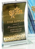 Custom Starfire Fusion Bronze Art Glass & Starfire Crystal Award, 8