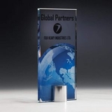Custom Luminous Word Starfire Crystal Award w/ Polished Aluminum Base, 5