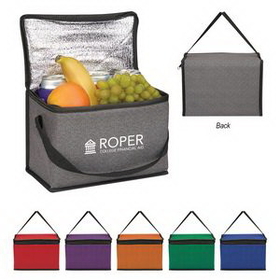 Custom Heathered Non-Woven Cooler Lunch Bag, 10" W x 7" H x 5 1/2" D