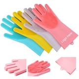 Custom Silicone Cleaning Brush Scrubber Gloves, 13 3/4