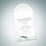 Custom Beveled Arch Jade Glass Award Plaque w/Aluminum Pole (8