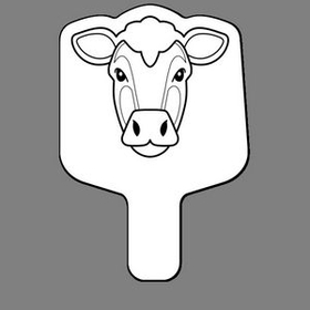 Custom Hand Held Fan W/ Cow Face, 7 1/2" W x 11" H