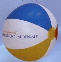 Custom Inflatable Beachball / 16" - Orange/ White/ Yellow/ Blue