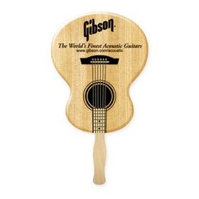 Custom Acoustic Guitar Shape Full Color Single Paper Hand Fan, 8" L x 8" W