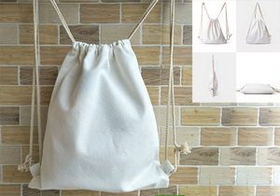 Custom Cotton Drawstring Backpack, 17" L x 14" W