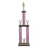 Custom Pink Moonbeam Triple Column Trophy w/Figure & Eagle Trim (28