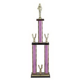 Custom Pink Moonbeam Triple Column Trophy w/Figure & Eagle Trim (28")
