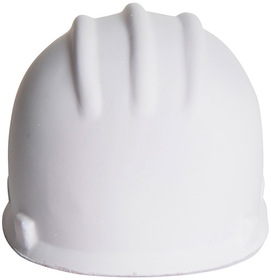Custom White Hard Hat Squeezies Stress Reliever