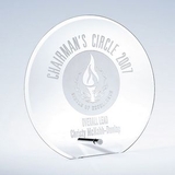 Custom Beveled Circle Jade Glass Award w/ Aluminum Pole, Small (8