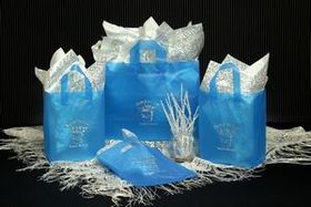 Custom Frosted Ocean Blue Colored Poly Flexi-Loop Bag/ 4 Mil (16"x6"x12")