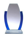 Custom Cadenza Blue Accented Oval Glass Award - 7 3/4