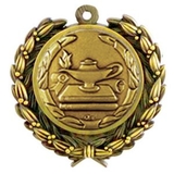 Custom Stock Lamp of Knowledge Medal w/ Wreath Edge (1 1/2