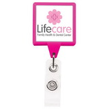 Custom Jumbo Hot Pink Square Retractable Badge Reel (Label Only), 1.5