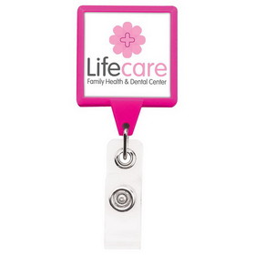 Custom Jumbo Hot Pink Square Retractable Badge Reel (Label Only), 1.5" W X 3.5" H X 0.4" D