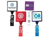Custom Jumbo Square Retractable Badge Reel W/ Belt Clip (Chroma Digital Direct), 1.5
