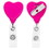 Custom Heart Hot Pink Retractable Badge Reel (Label Only), 1.25" W X 3.5" H X 0.31" D, Price/piece