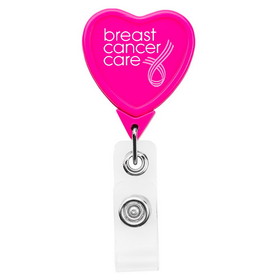 Custom Heart Hot Pink Retractable Badge Reel (Label Only), 1.25" W X 3.5" H X 0.31" D
